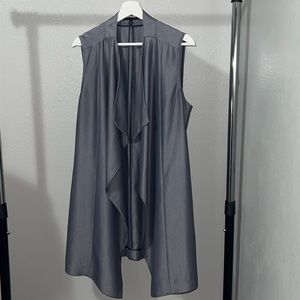 Express Chambray Cascade Front Long Vest Size L